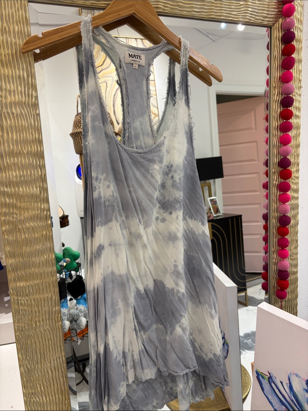 MATE the Label Gray & White Tie-Dye Racerback Chemise